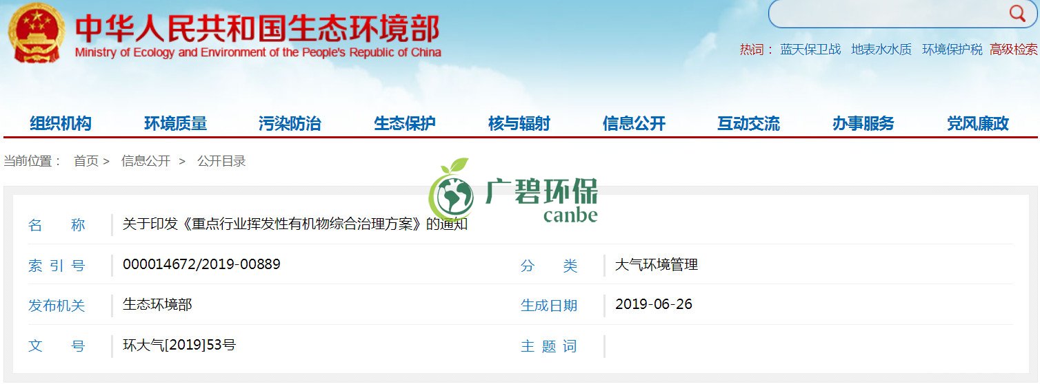 生態環境部印發（fā）《重點行業揮發性（xìng）有機物（wù）綜合治理方（fāng）案》(圖1)